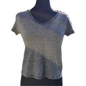 All Saints Cropped Slub‎ Black and White Striped Basic Tee Basic Top Size Medium